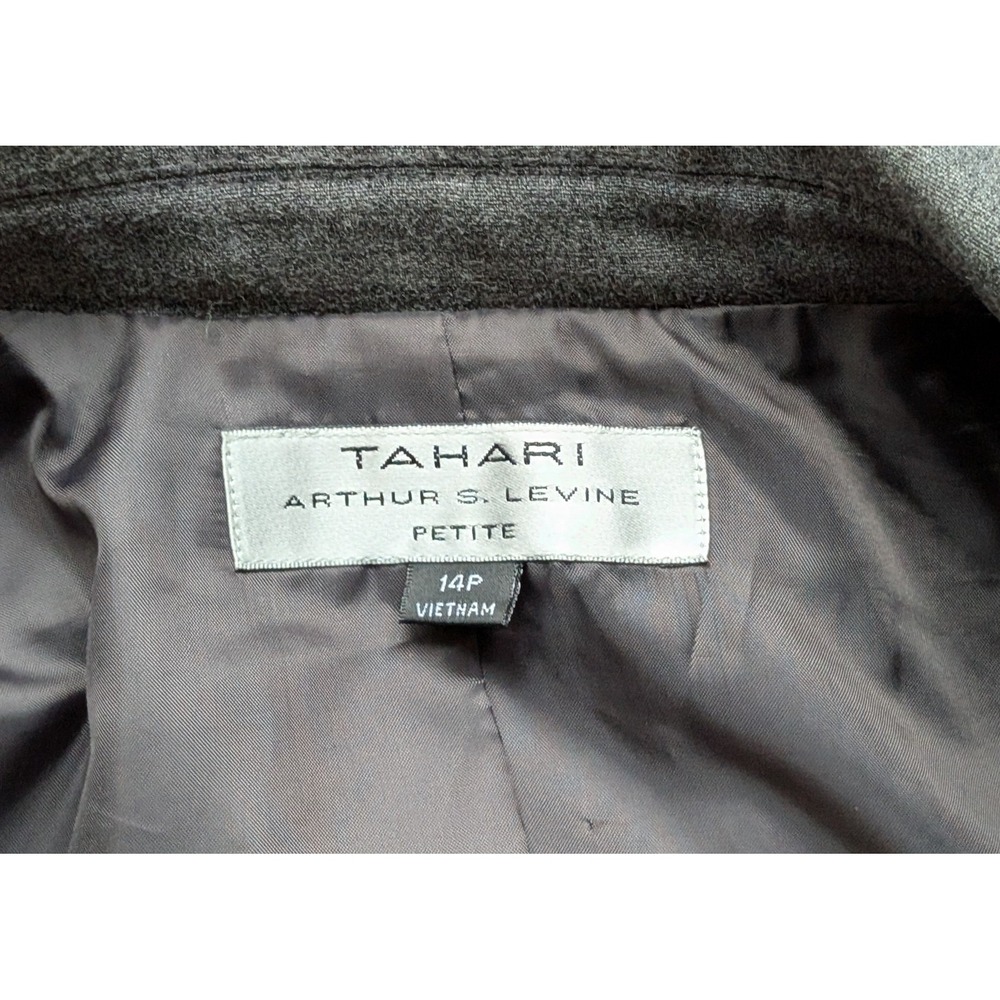 Tahari Grey Wool‎ Blend 3 Button Blazer Jacket Womens Petite 14P Career Academia - Picture 6 of 9